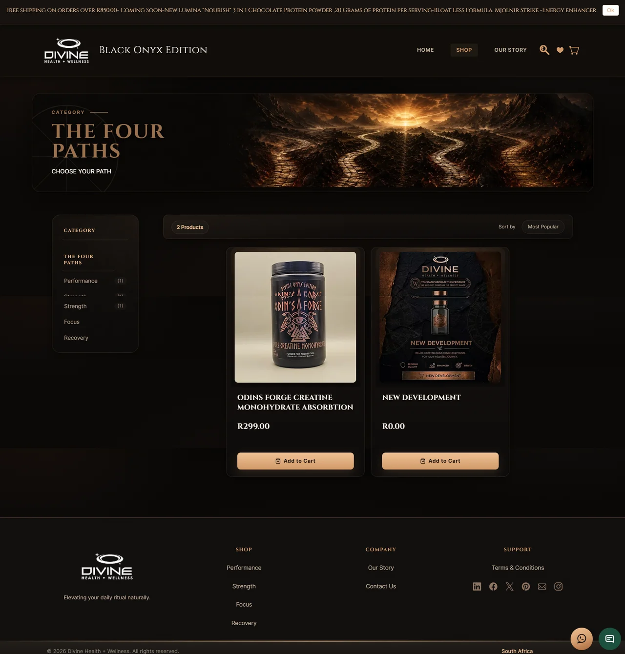 Screenshot of the Black Onyx shopping experience.
