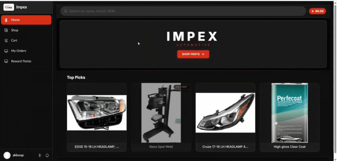 GIF demonstrating the portal homepage and product discovery.