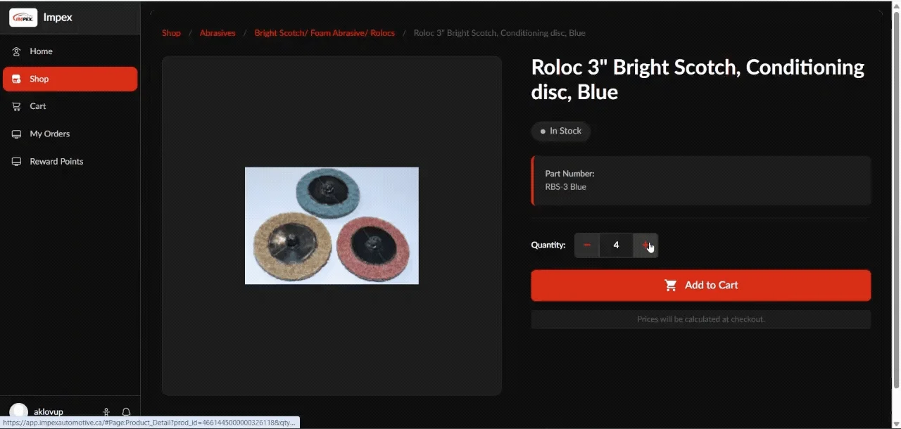 GIF demonstrating product selection and cart interactions.