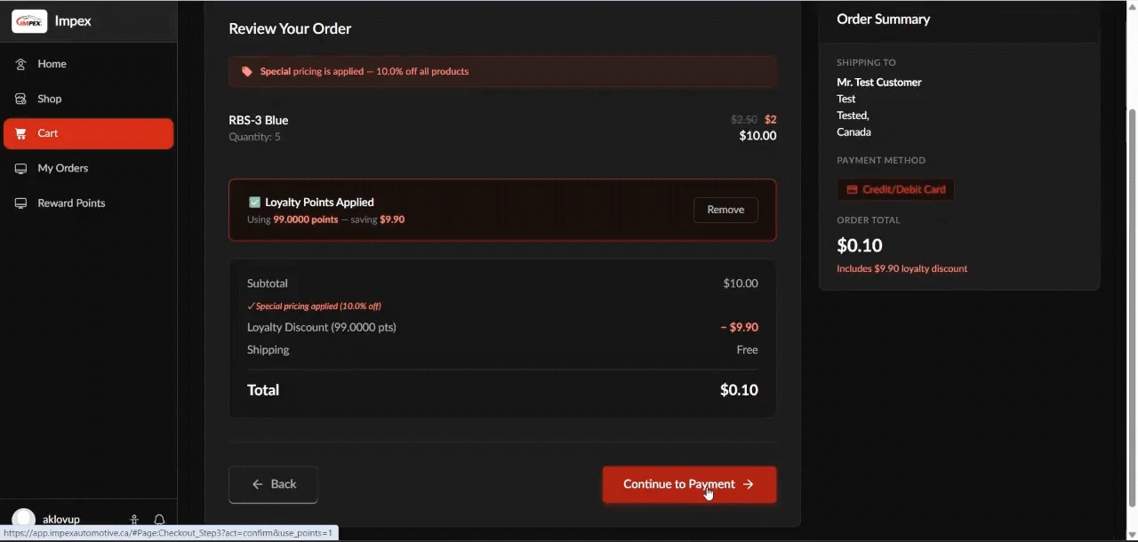 GIF demonstrating the Stripe checkout experience.