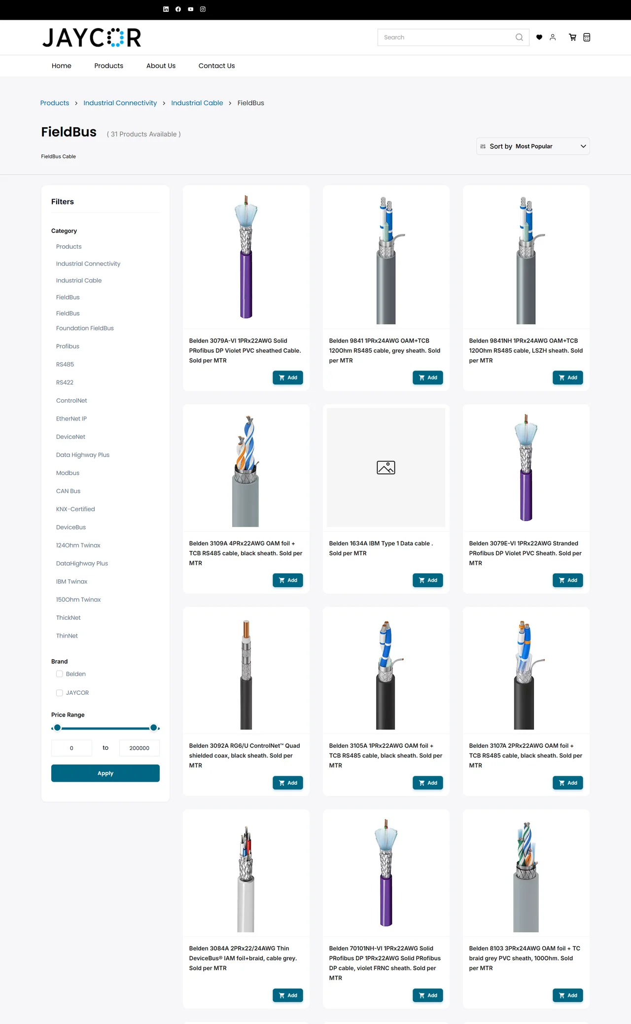 Screenshot of the customized product category page.